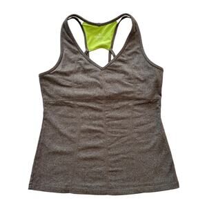 ATHLETA Equator Racerback Tank Top  Gray & Green SZ M/10